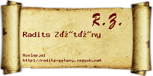 Radits Zétény névjegykártya